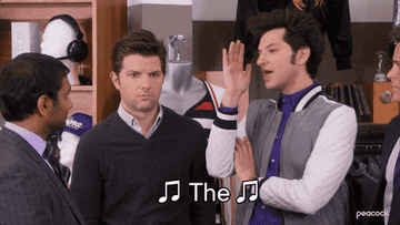 GIF of Jean Ralphio on Parks and Rec singing &quot;The wooooorst&quot;
