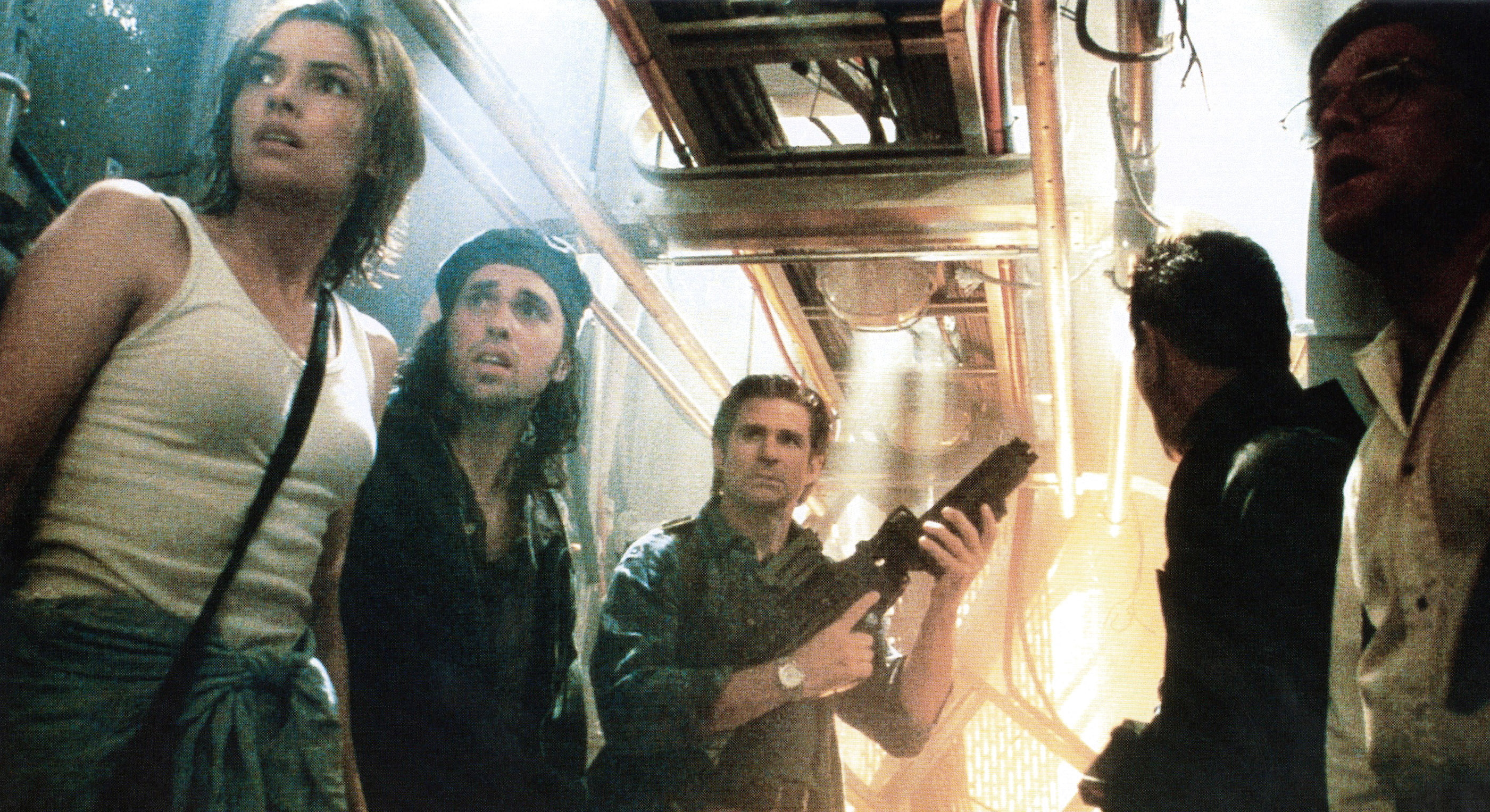 Famke Janssen, Kevin J. O&#x27;Connor, Treat Williams, Wes Studi and Anthony Heald in “Deep Rising”