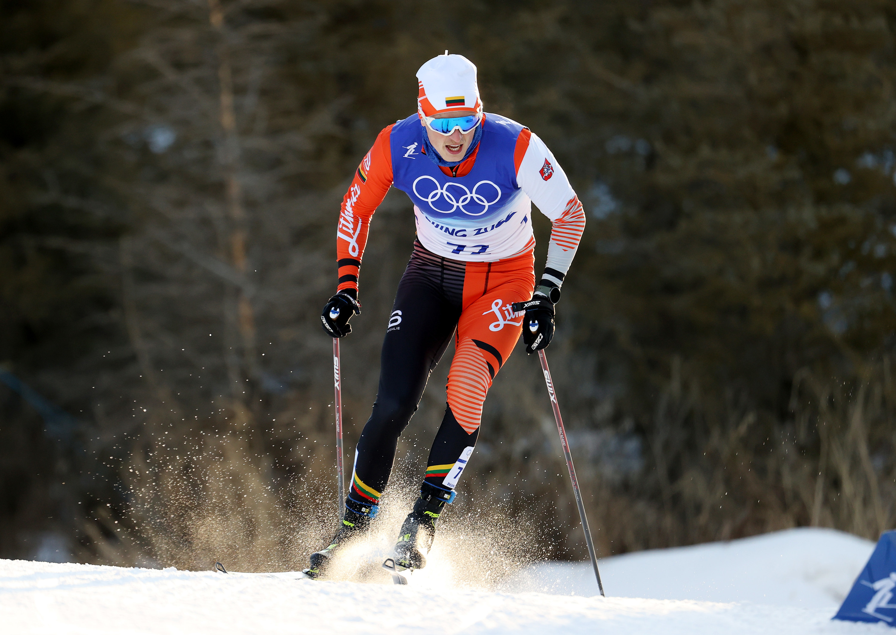 A Lithuanian cross-country skier on the course