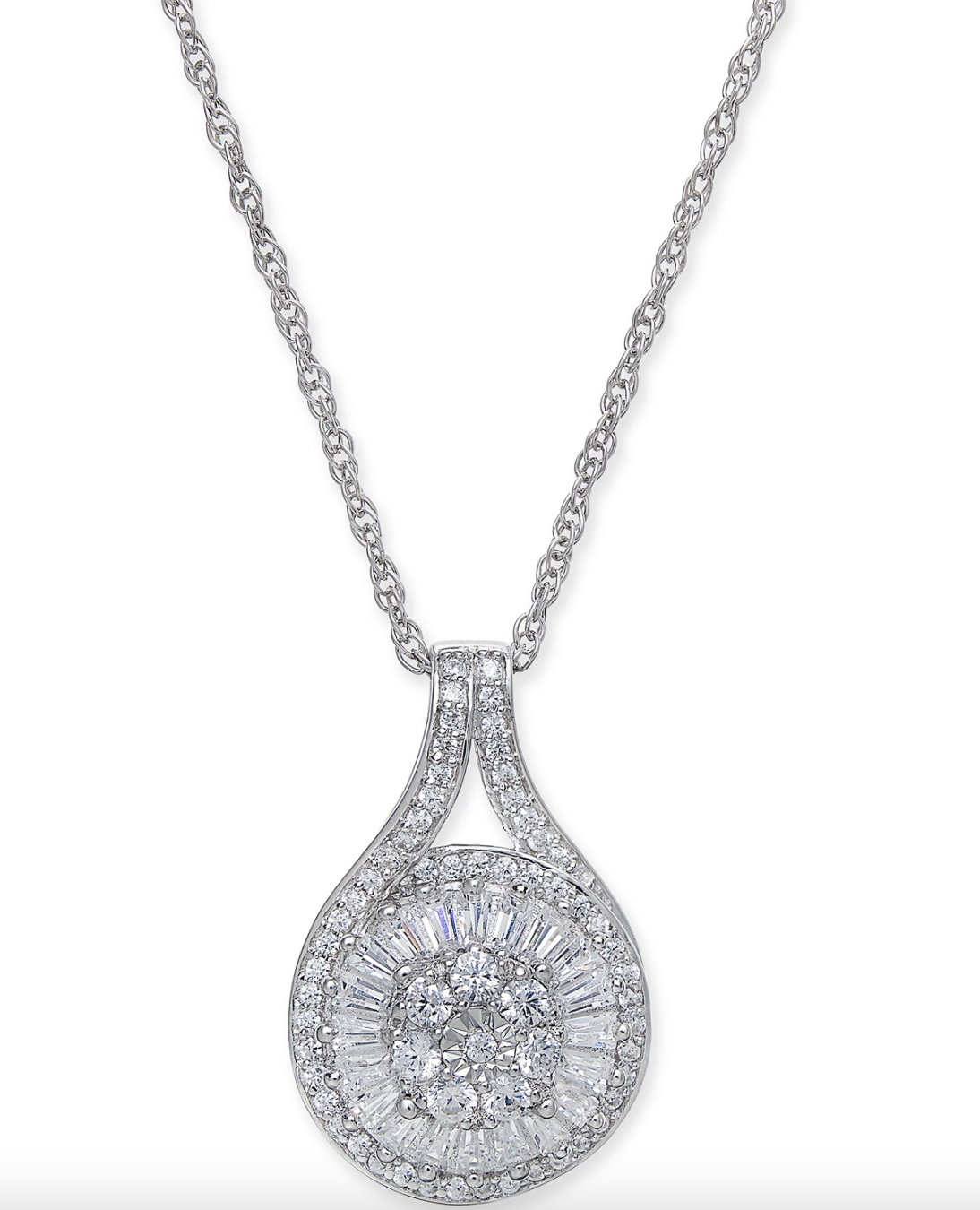 sterling silver diamond pendant necklace