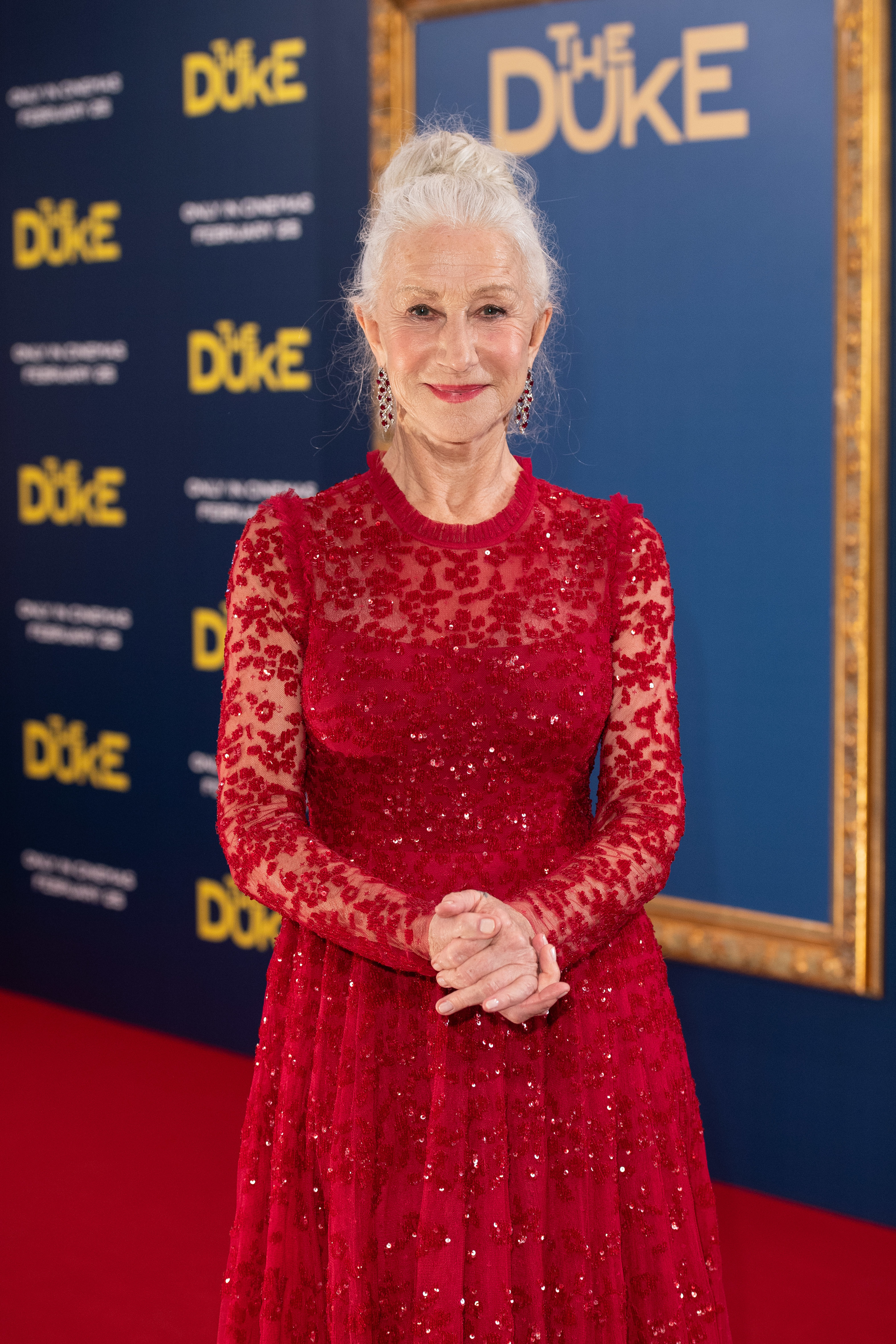 Helen Mirren walks the red carpet of the premiere of &quot;The Duke&quot; in February 2022