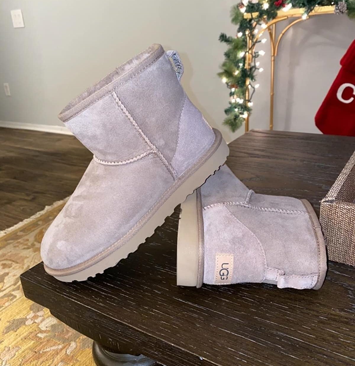 Reviewer photo of their gray Uggs