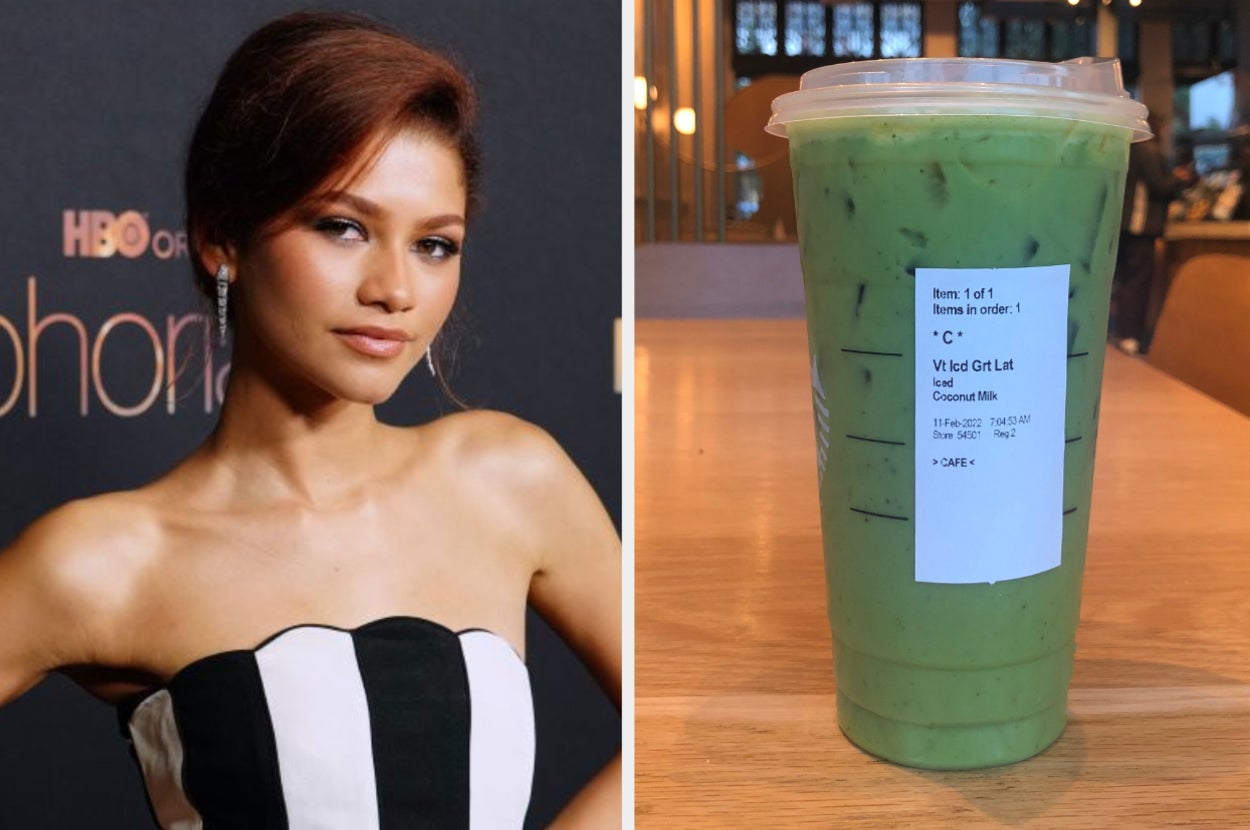 (Left) Zendaya (Right) Starbucks drink