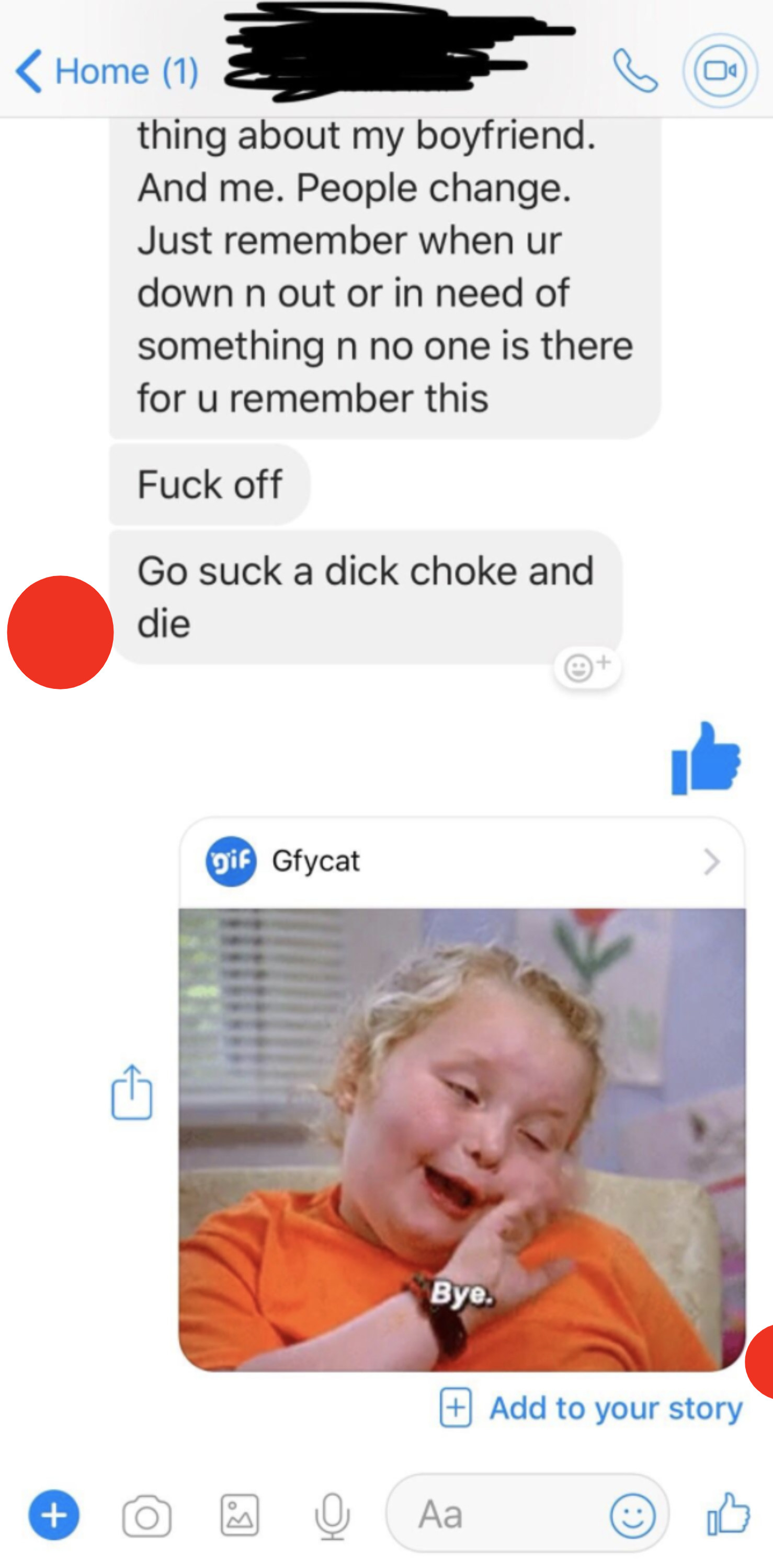 Ex-girlfriend: &quot;Go suck a dick, choke, and die&quot;