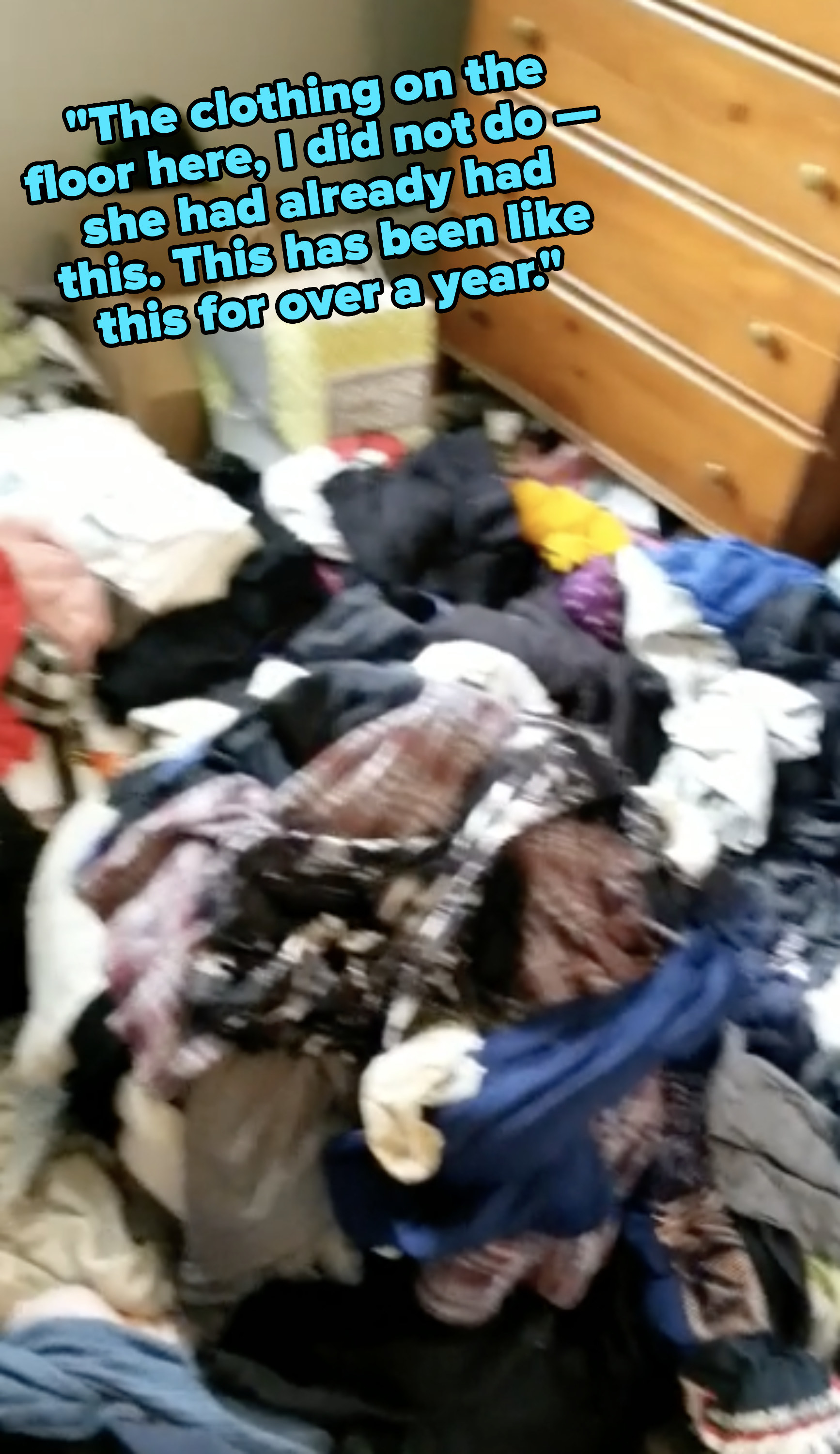 Pile of ex-wife&#x27;s clothes on the floor