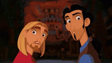 GIF of two characters in the movie &quot;The Road to El Dorado&quot; saying, &quot;Both?&quot; &quot;Both.&quot; &quot;Both is good.&quot;