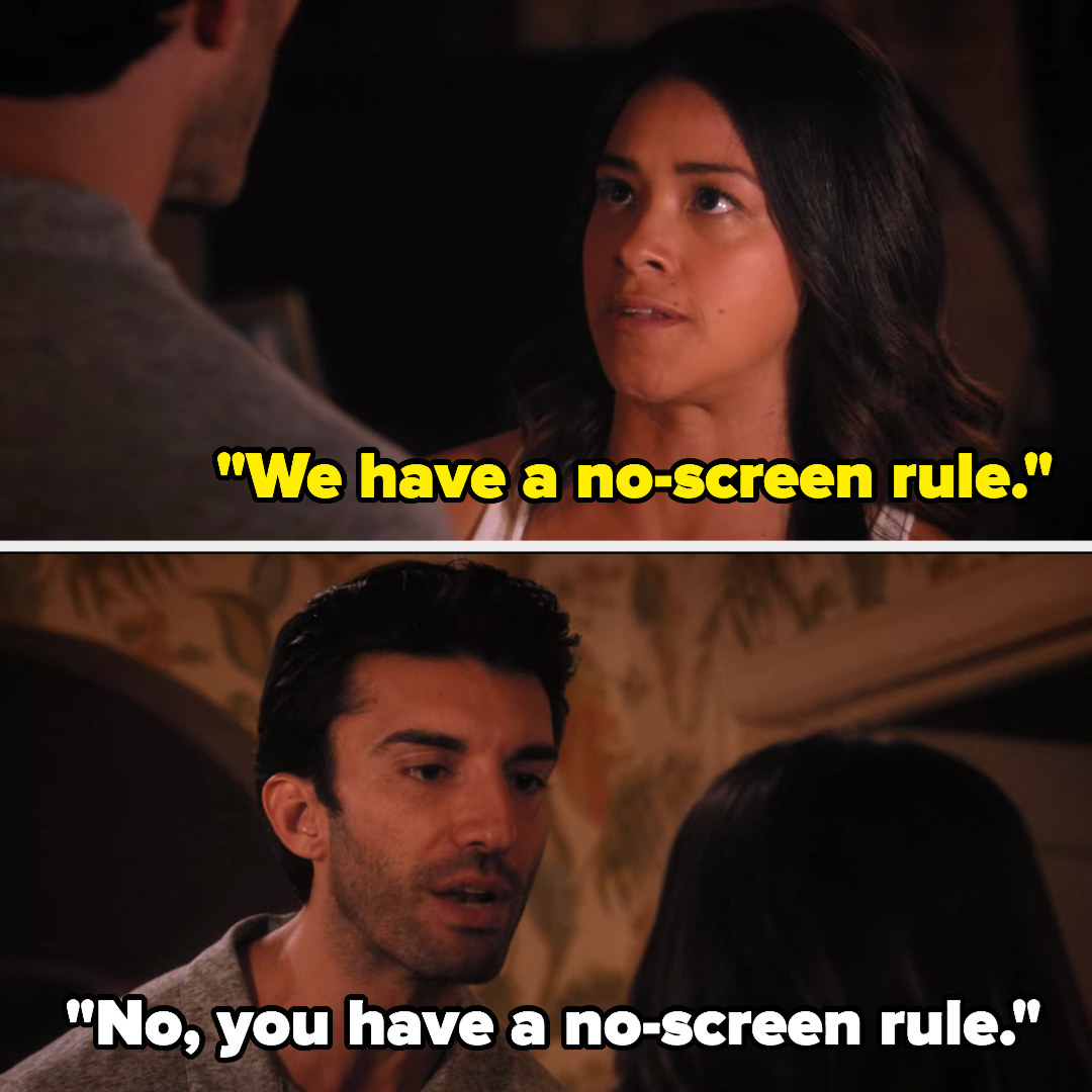 Jane saying, &quot;We have a no-screen rule,&quot; and Rafael saying, &quot;No, you have a no-screen rule.&quot;