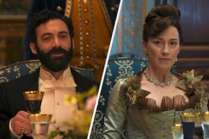 Morgan Spector and Carrie Coon in The Gilded Age