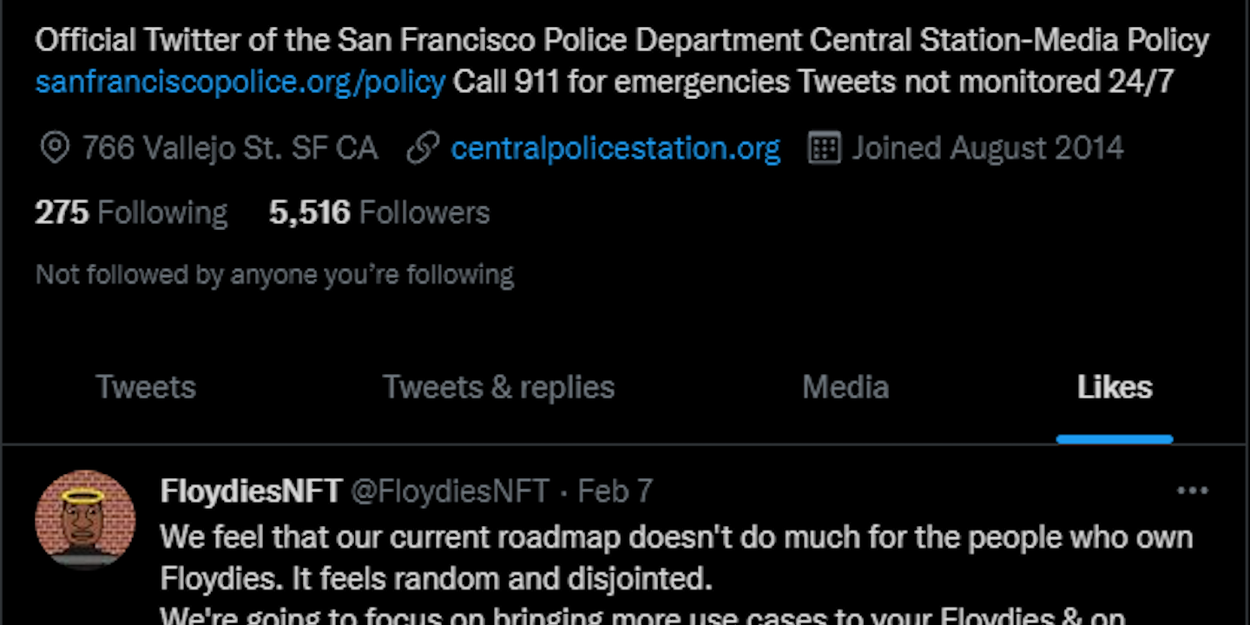 A Police Department Is Investigating Why Its Twitter Account
Liked A Tweet Promoting Racist, Troll-y George Floyd NFTs
