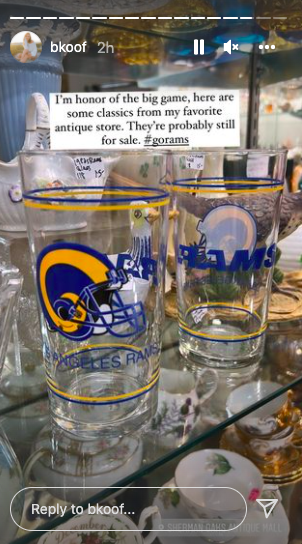 From her IG story, of Rams logo glasses that she refers to as &quot;some classics from my favorite antique store&quot;