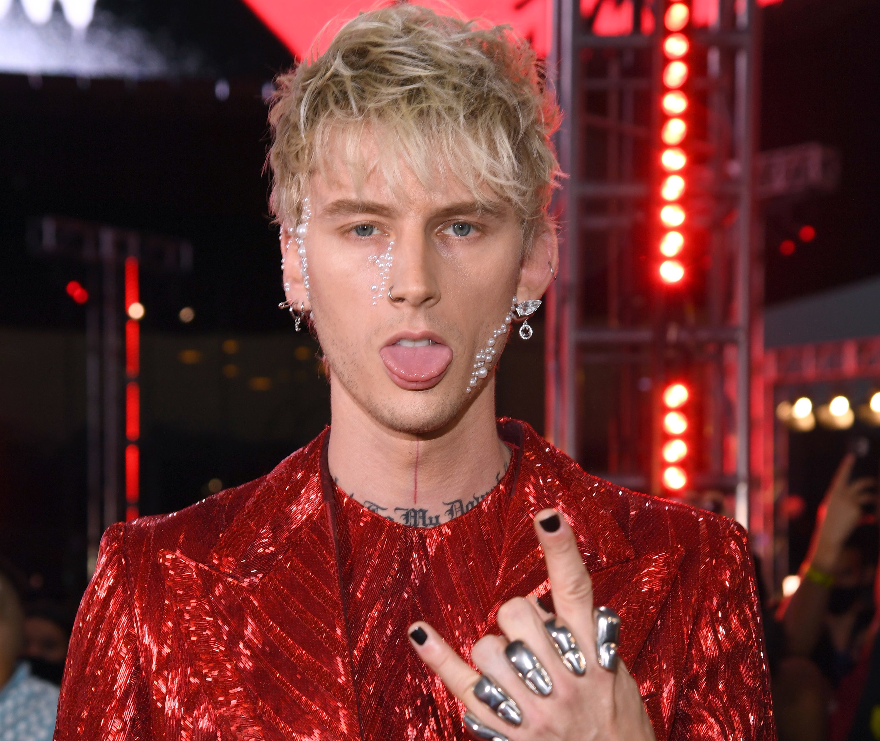 A closeup of MGK