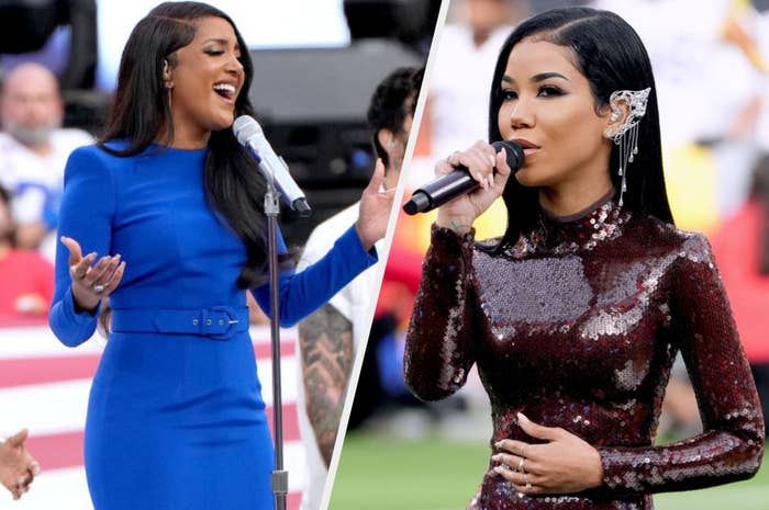 Mickey singing on the left and Jhené singing on the right