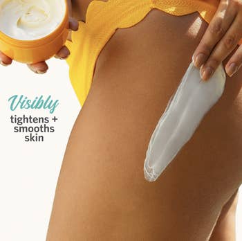 person applying cream to thigh