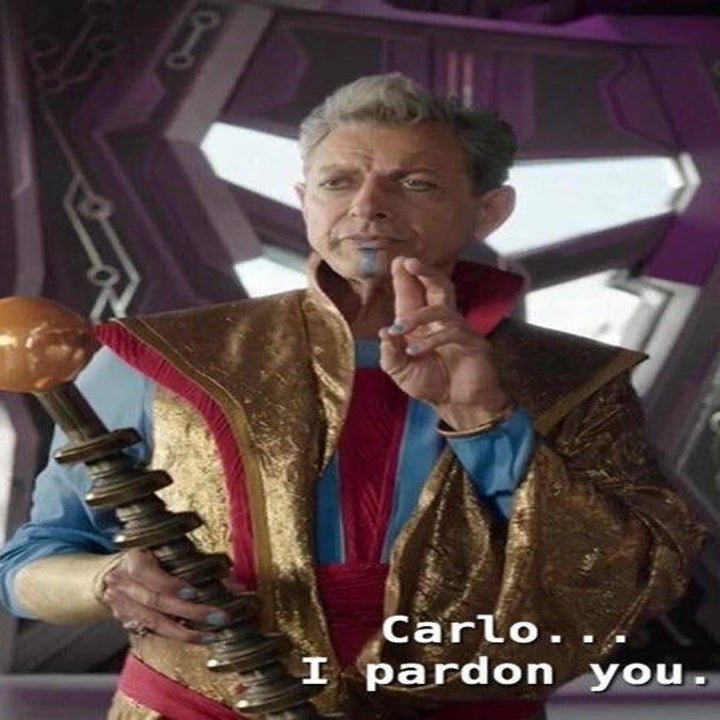 The Grandmaster holding up two fingers and saying, "I pardon you"