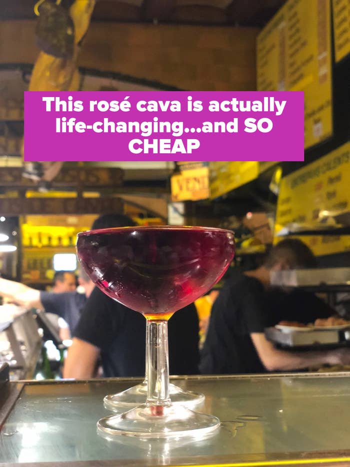 A glass of rosé wine.