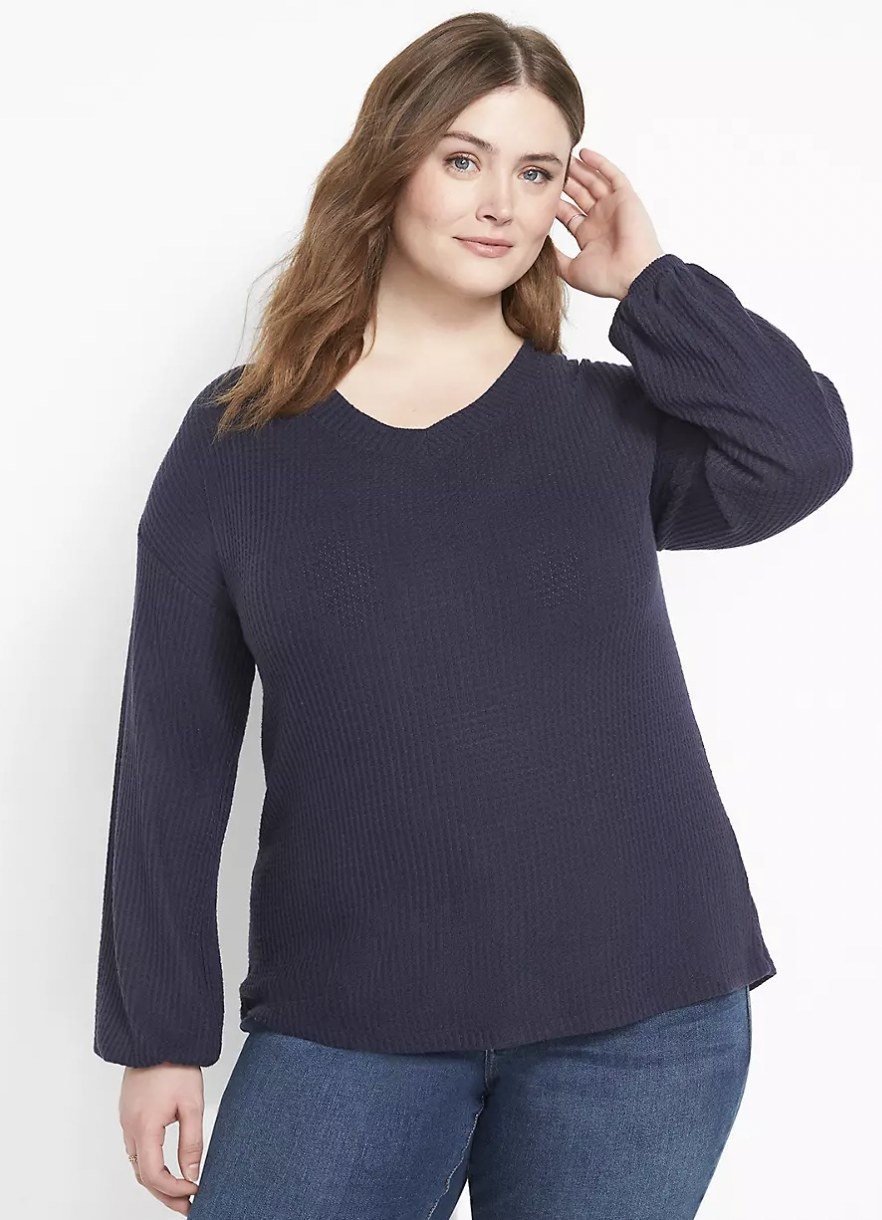 the waffle top in navy