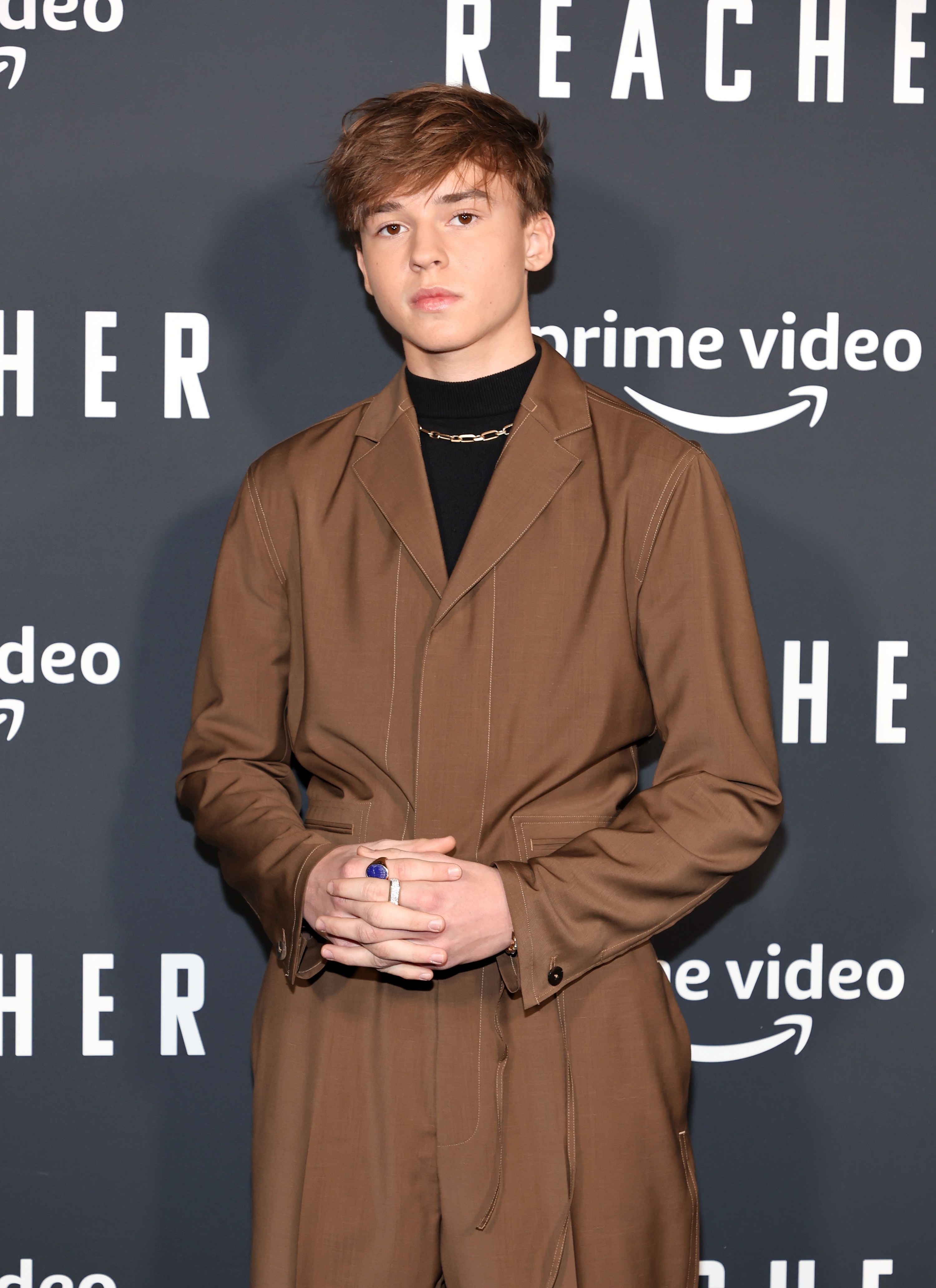 Maxwell Jenkins attends the premiere of Amazon Prime&#x27;s new series &quot;Reacher&quot;