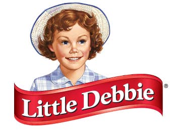 Little Debbie logo which features an illustration of a young girl smiling and wearing a straw hat