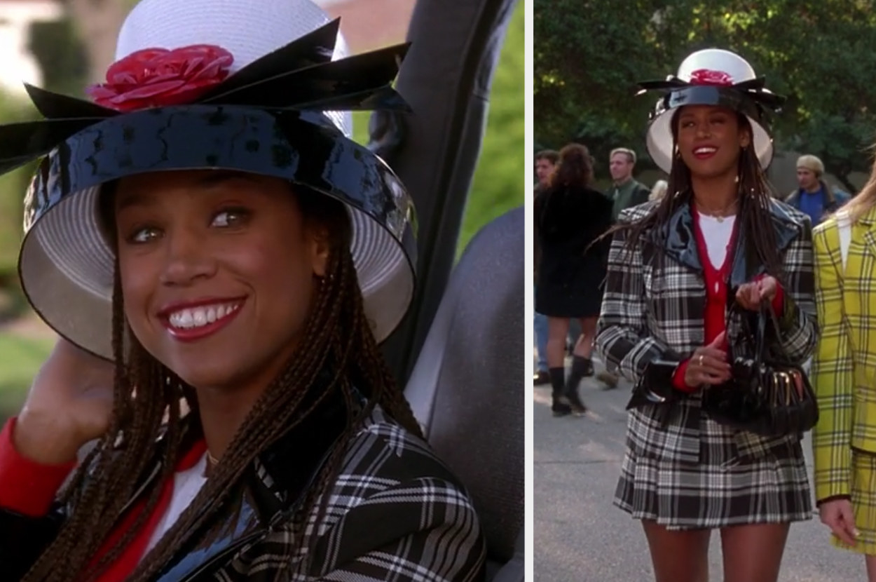 Dionne rocks a plaid outfit and rose hat for school
