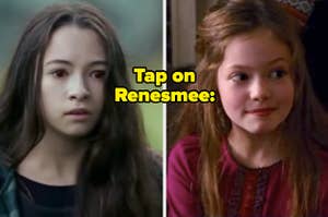 Bree Tanner and Renesmee Cullen with text, "Tap on Renesmee"