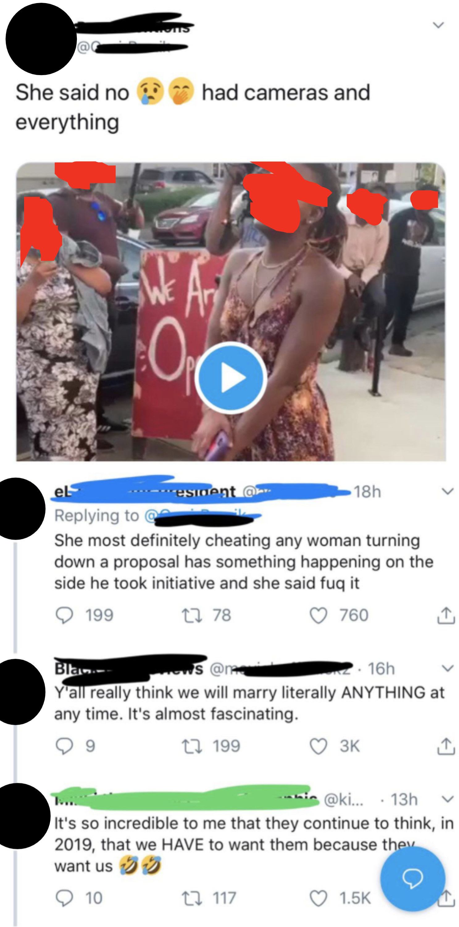 Man: &quot;She most definitely cheating — any woman turning down a proposal has something happening on the side he took initiative and she said fuq it&quot;