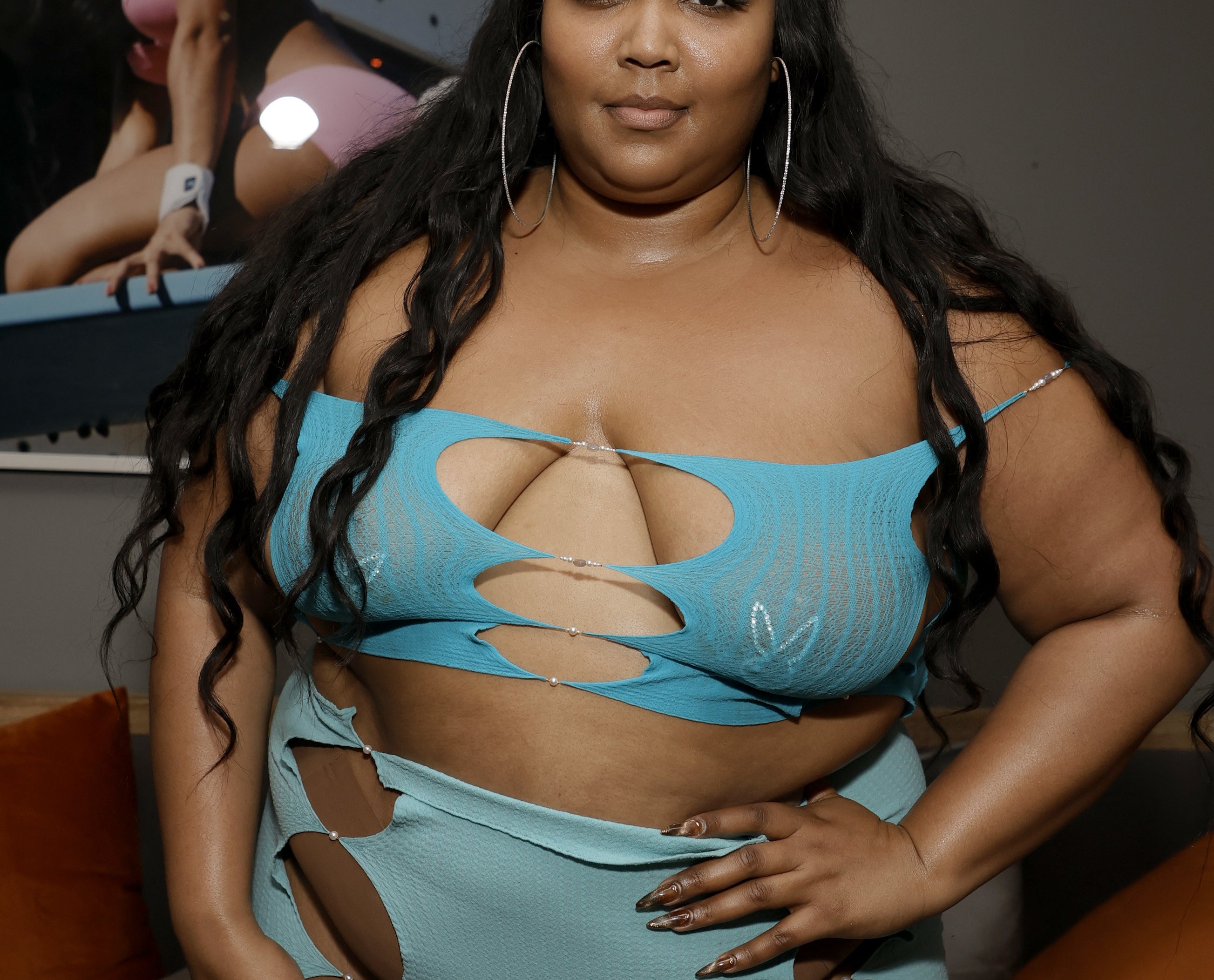 A closeup of Lizzo at an event