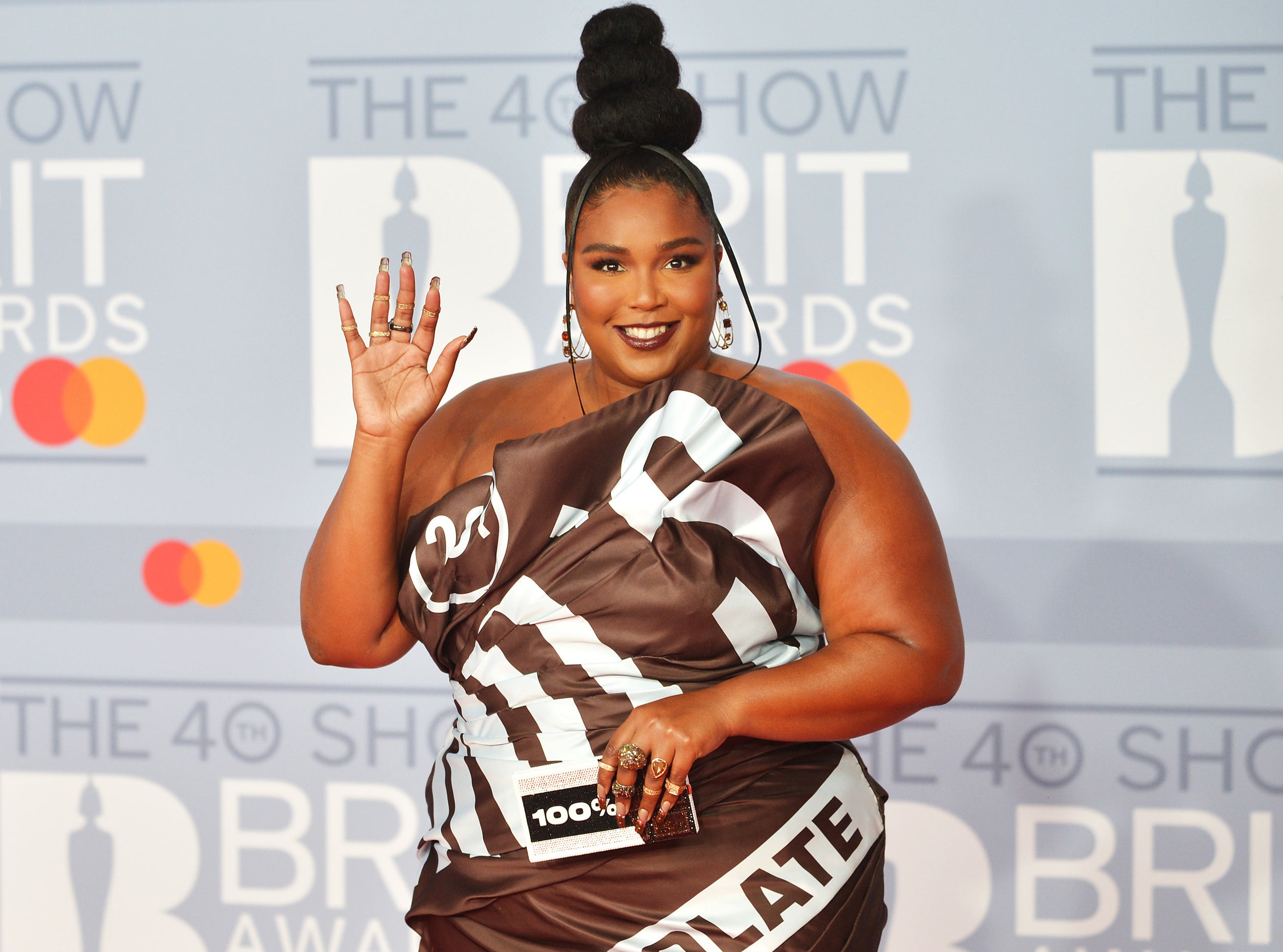A closeup of Lizzo at an event