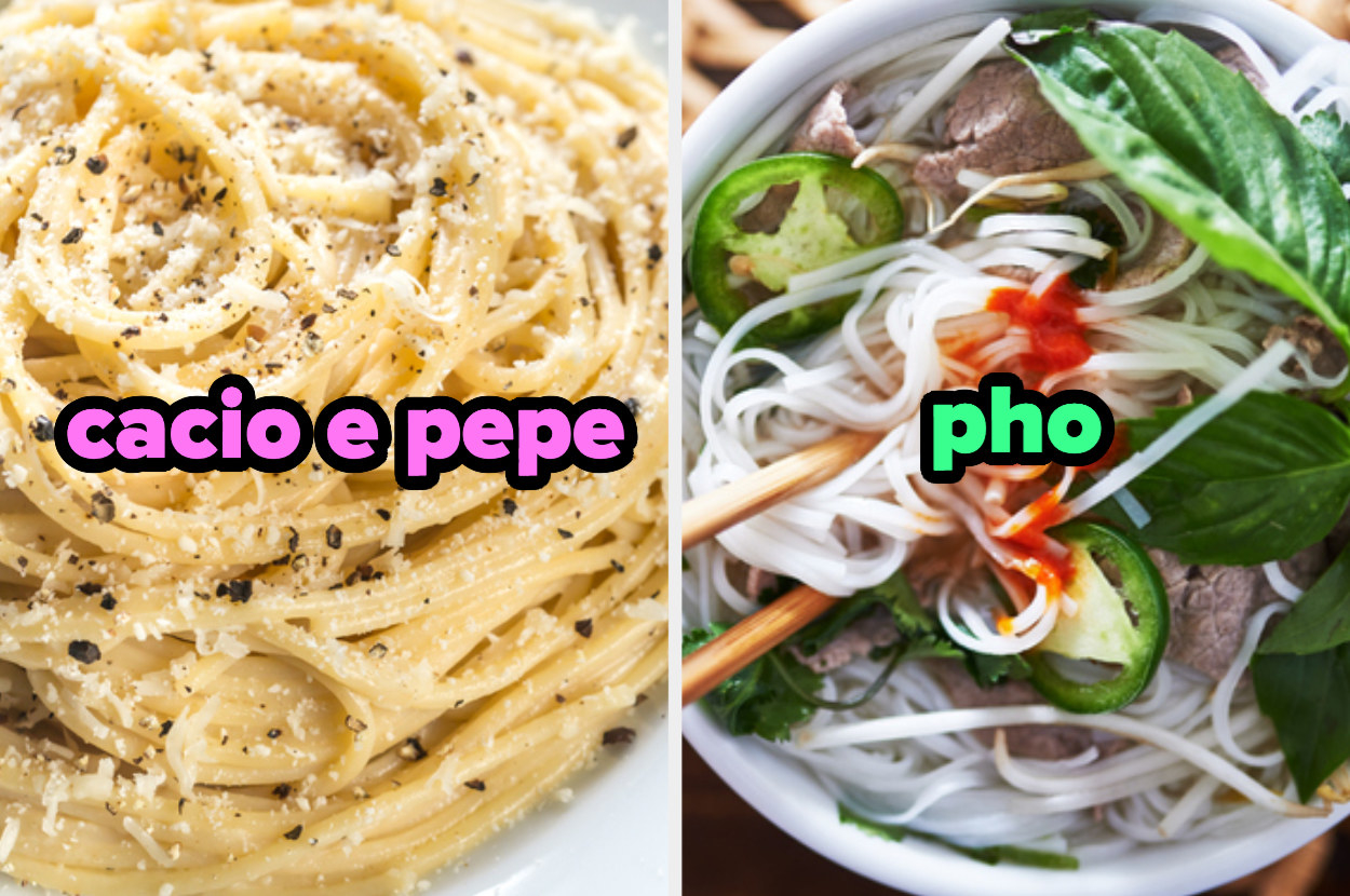 side by side of cacio e pepe and pho