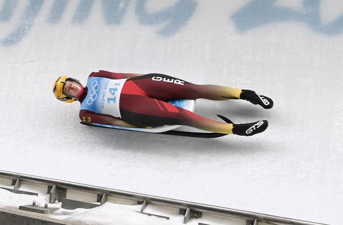 A single athlete on their back as they race