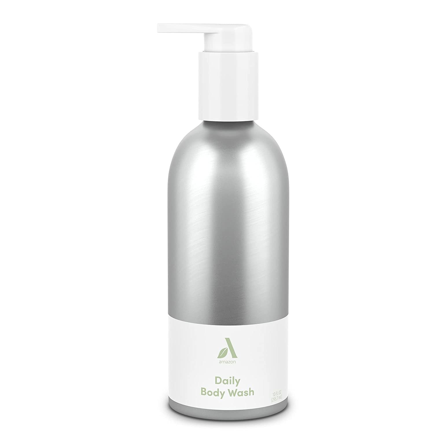 a bottle of body wash with the white reusable pump attached