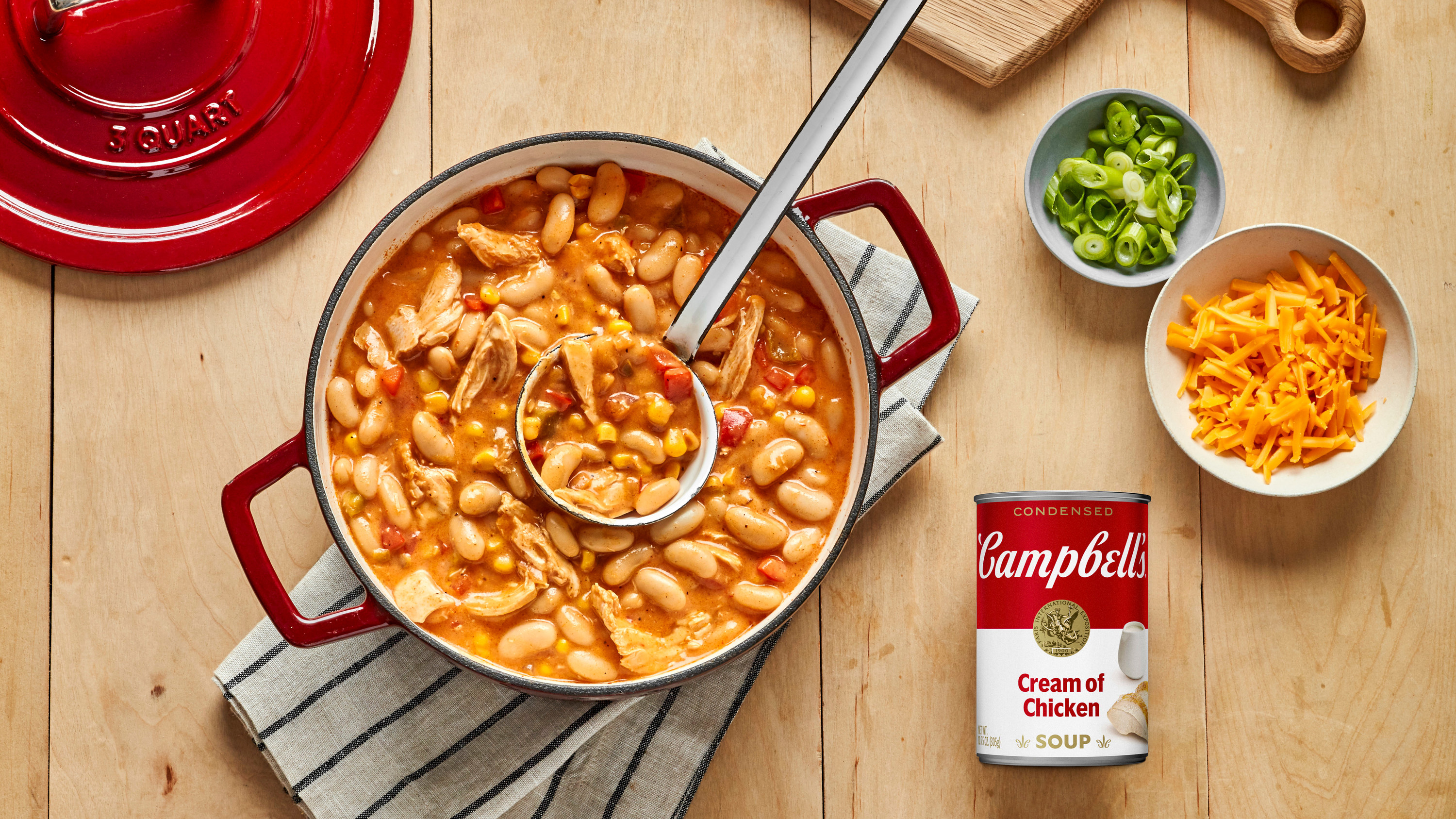 Campbell&#x27;s® soup can beside bean dish