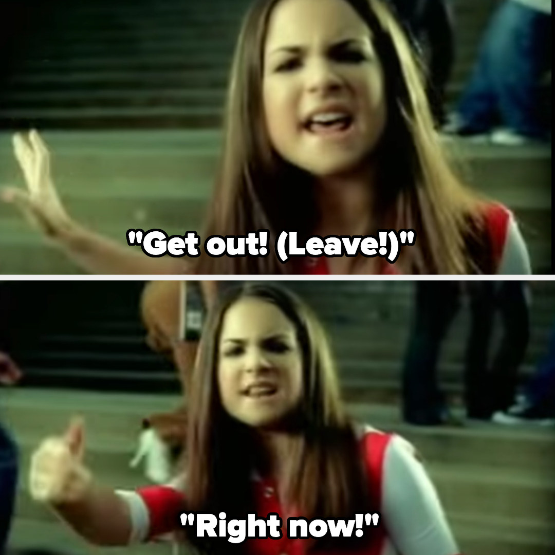 Jojo singing &quot;get out! (leave!) right now!&quot; in her get out music video