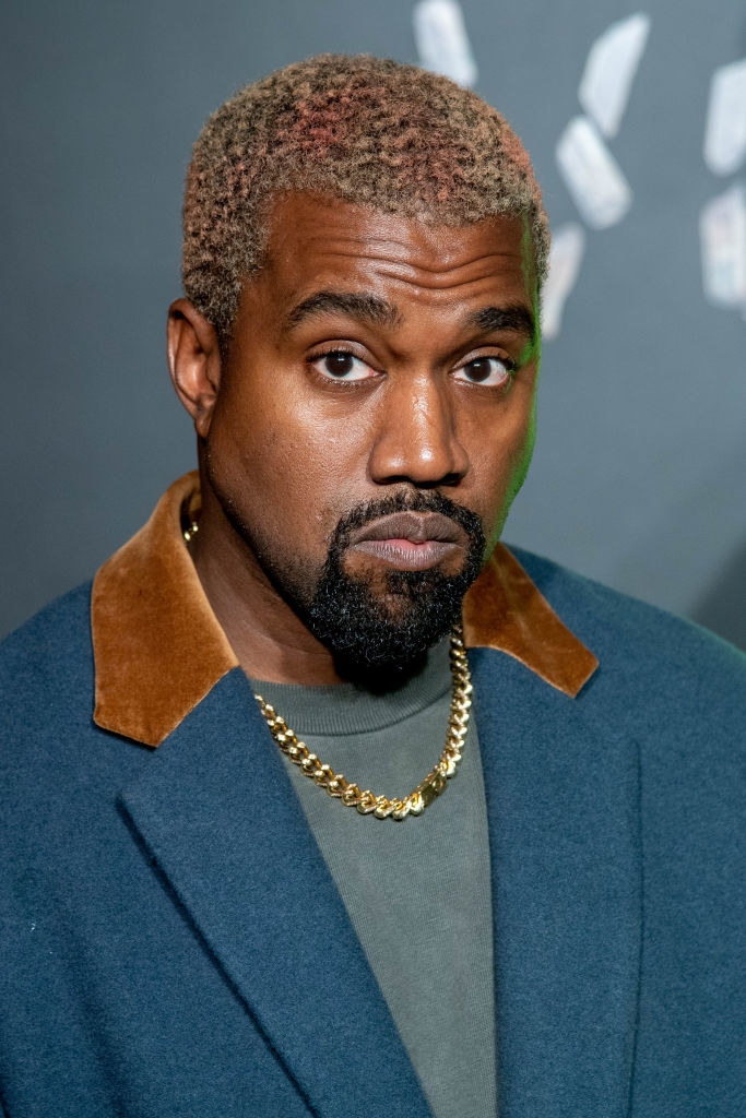 A closeup of Kanye