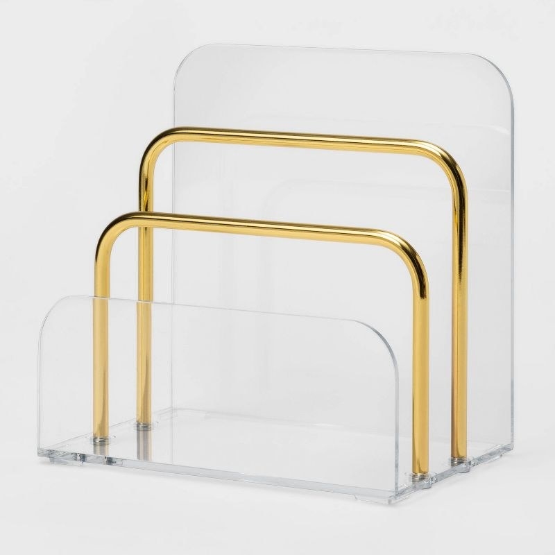 the glass and gold letter tray