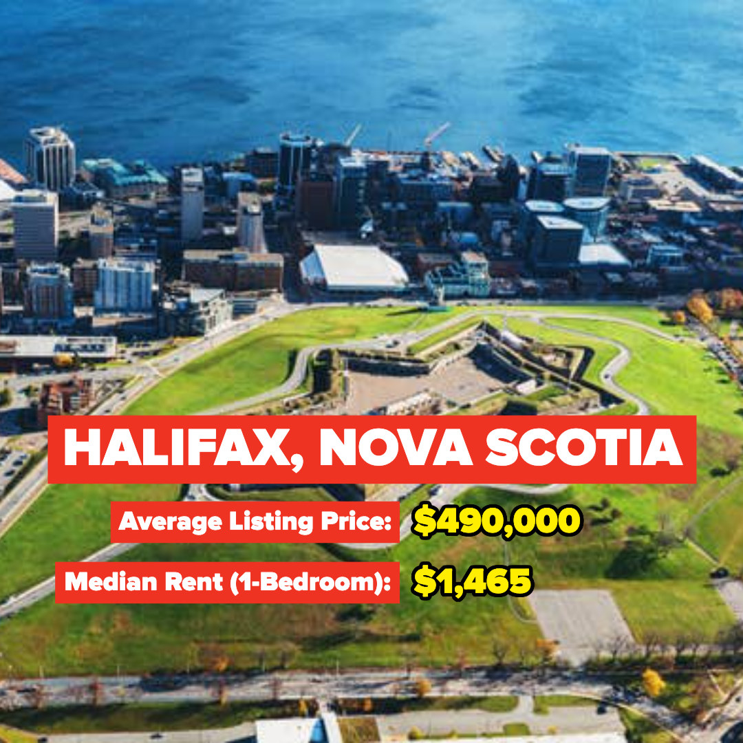 Halifax, Nova Scotia — Average Listing Price: $490,000; Median Rent for a one-bedroom: $1,465