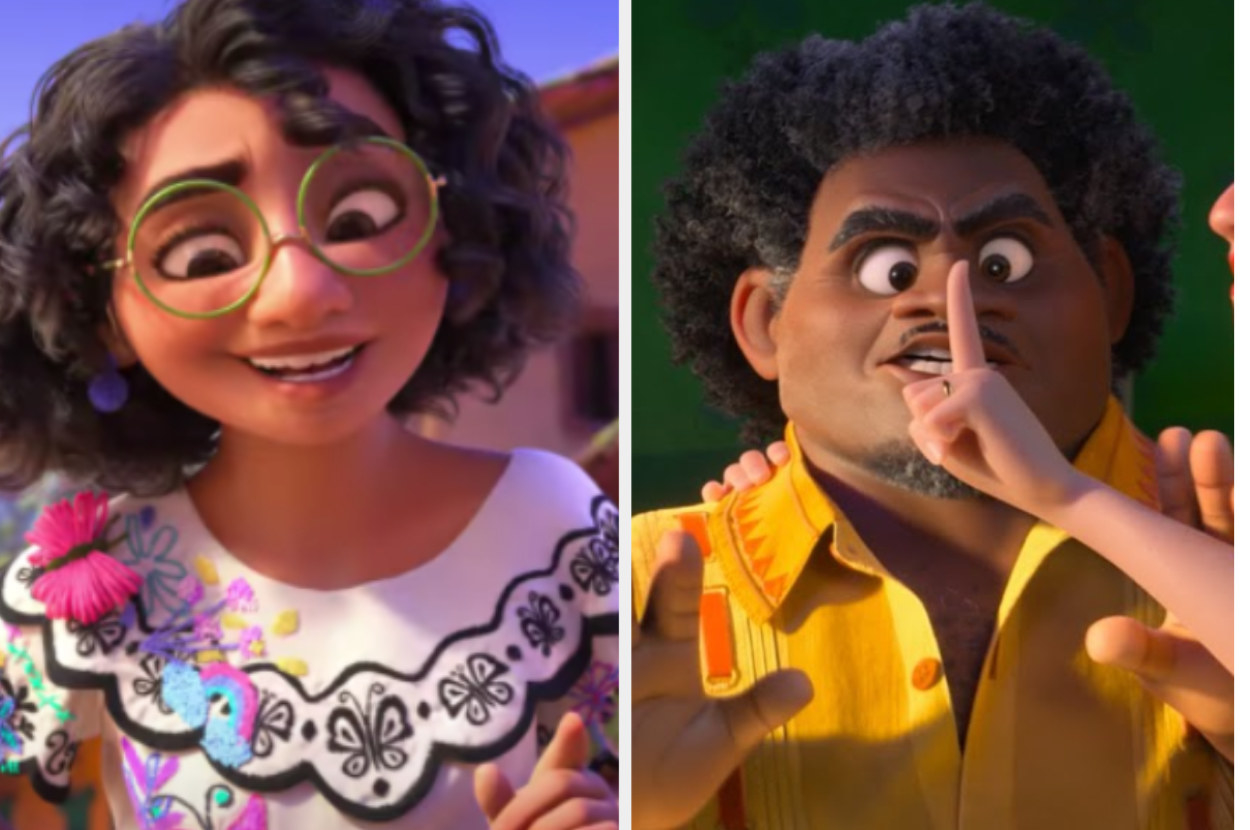 Side by side of characters from the movie Encanto
