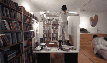 kicking things off the desk in &quot;A Clockwork Orange&quot;