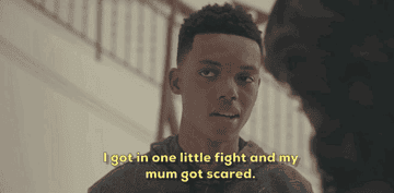 Jabari Banks as Will Smith in Bel-Air says I got in one little fight and my mum got scared