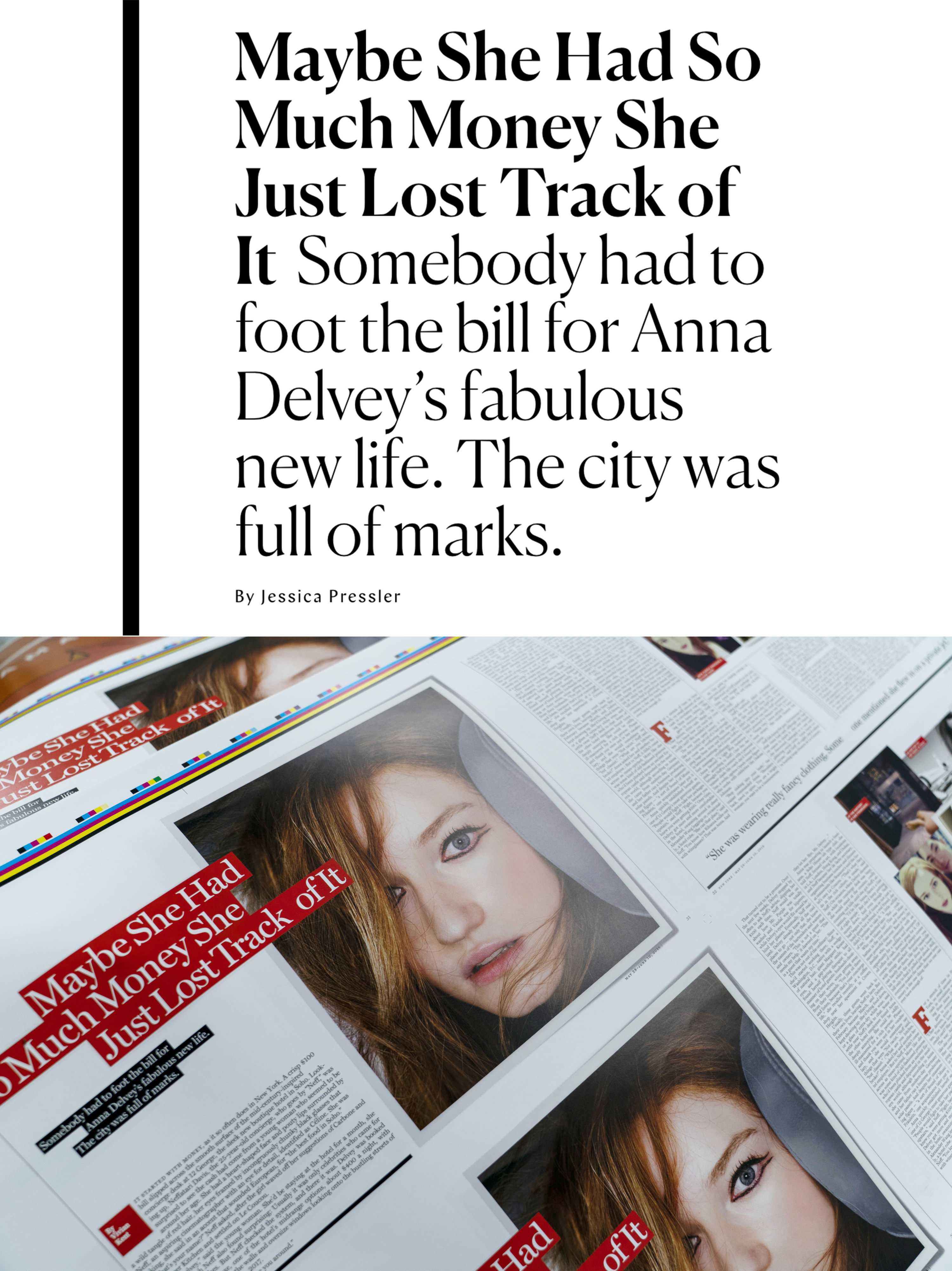 Jessica Pressler&#x27;s headline vs. Vivian&#x27;s headline in Inventing Anna