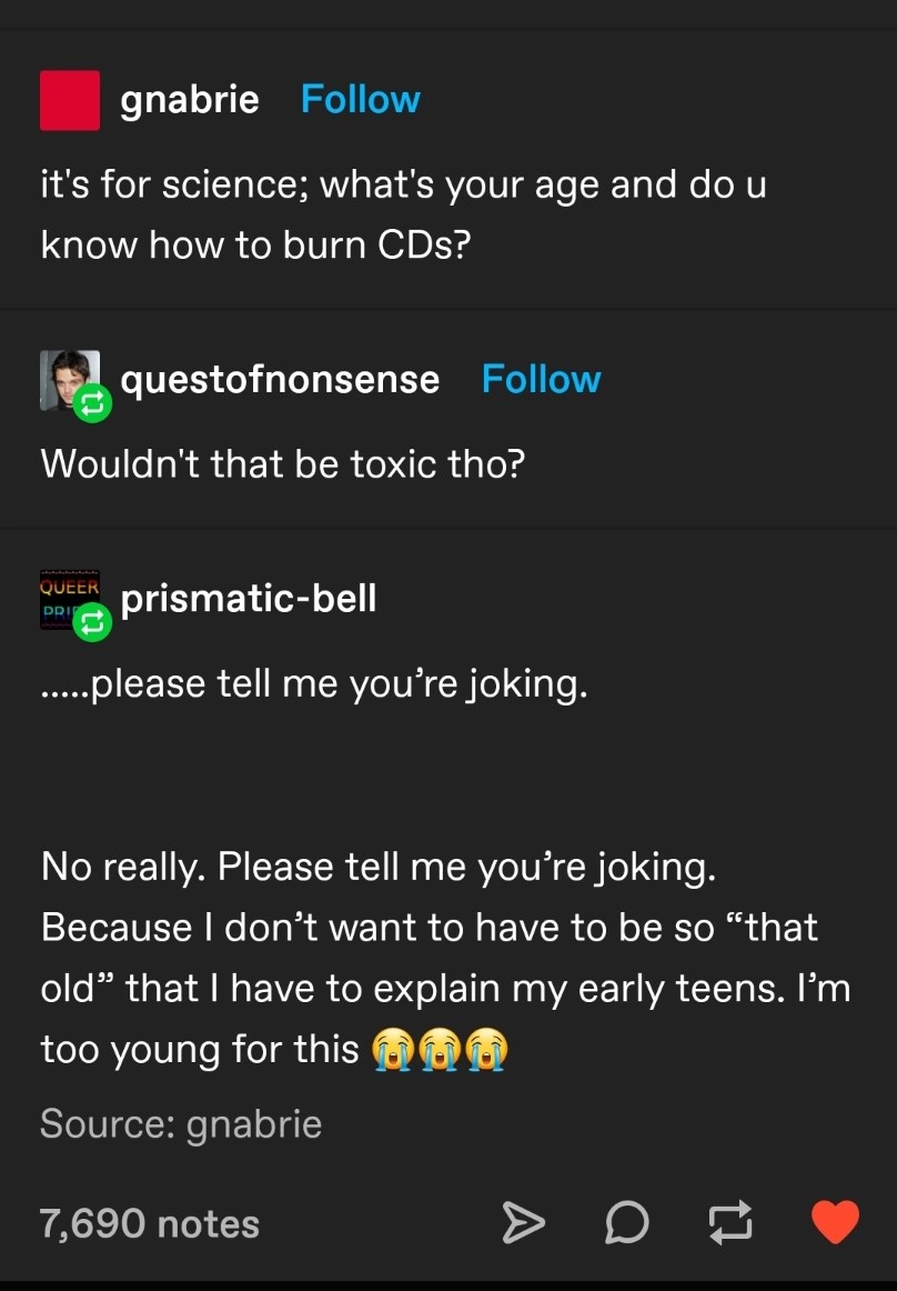 person who does not know what burning cds is