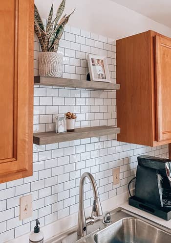 Reviewer photo of the white subway tiles as a backsplash in a kitchen