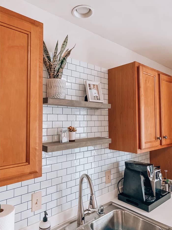 Reviewer photo of the white subway tiles as a backsplash in a kitchen