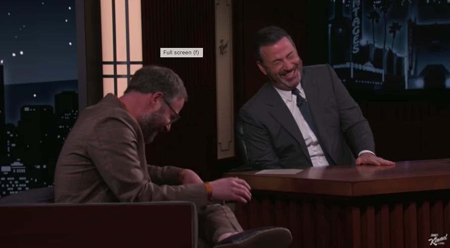 Seth Rogen and Jimmy Kimmel laughing together