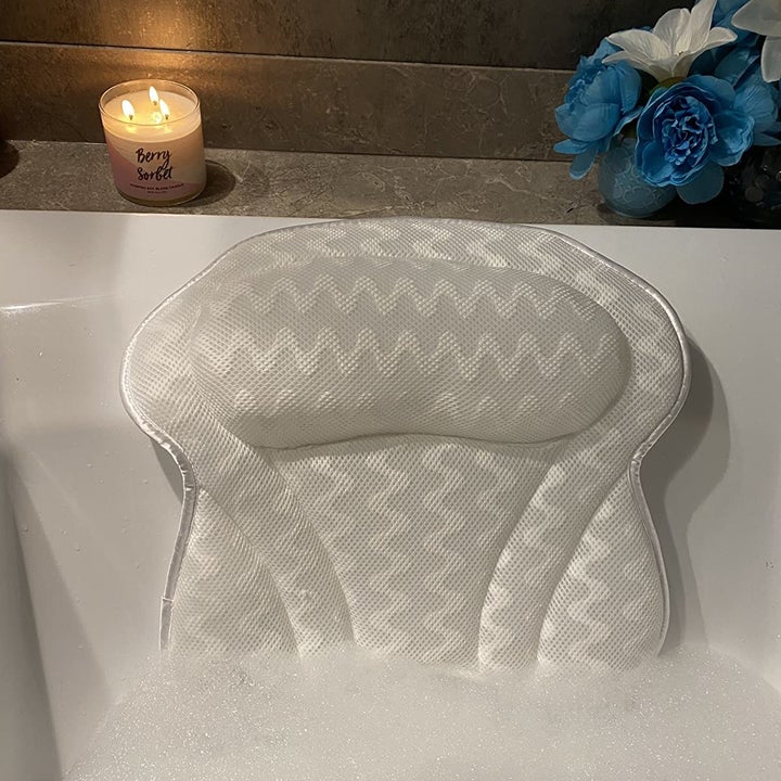 Bath pillow in bubble bath