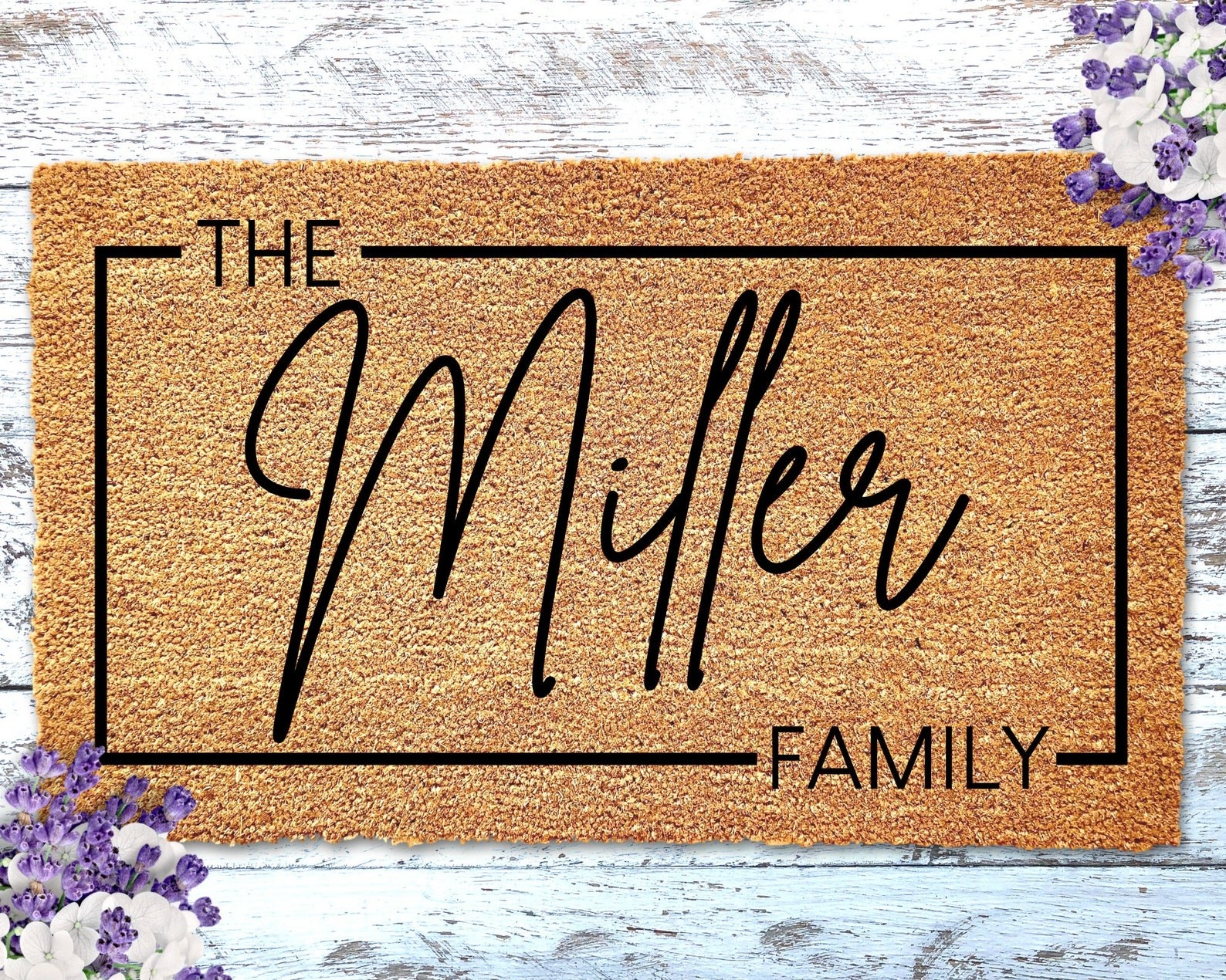 The welcome mat that says &quot;The Miller Family&quot;