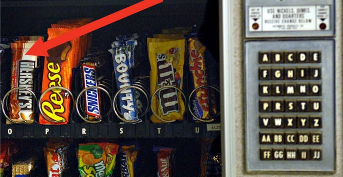A vending machine with different candies.