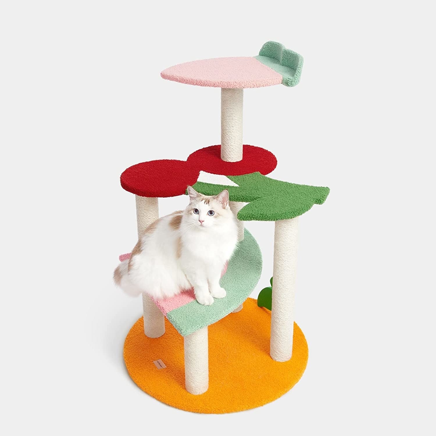 multi-colored cat three with base and three levels