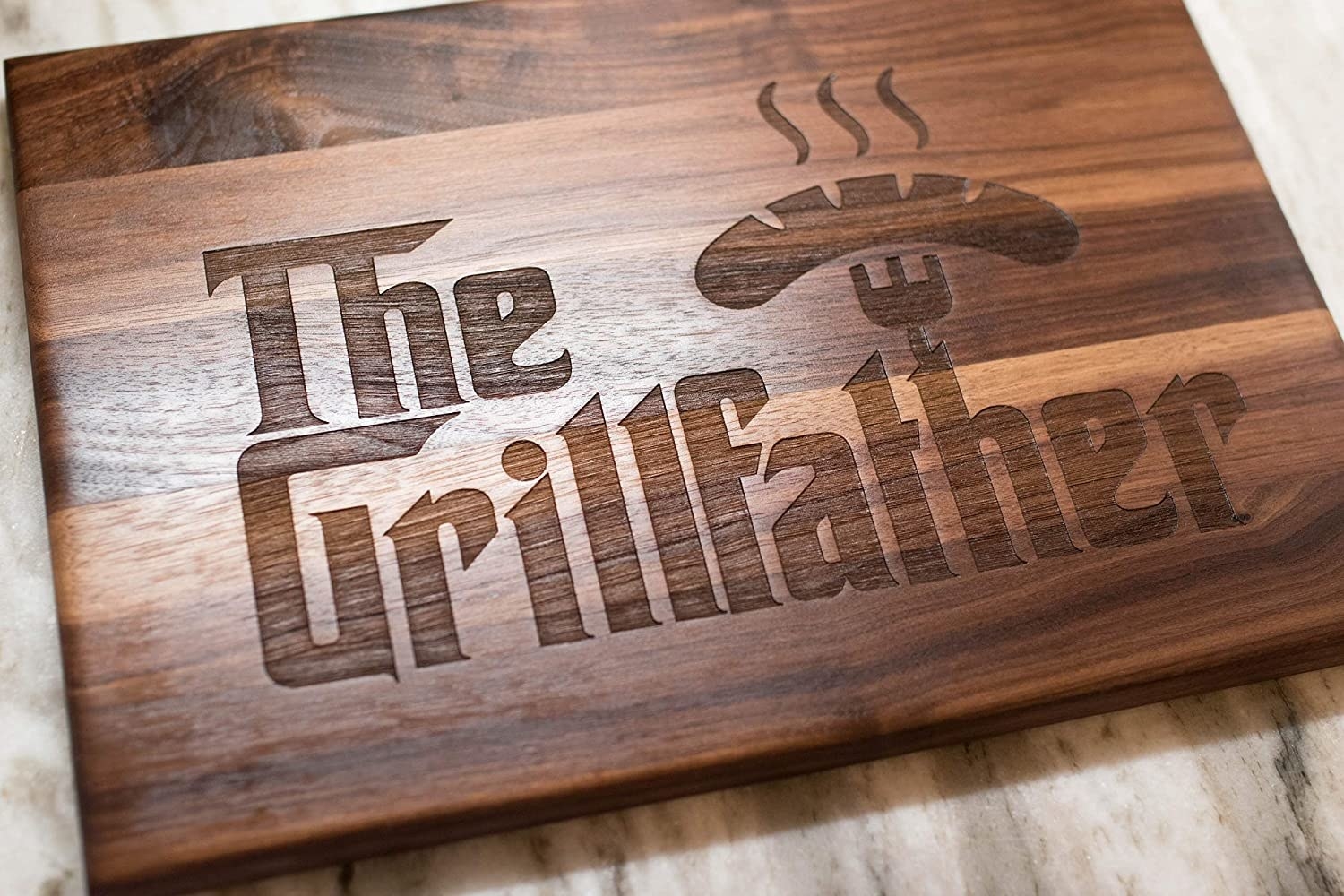 wooden cutting board that says &quot;The Grillfather&quot;