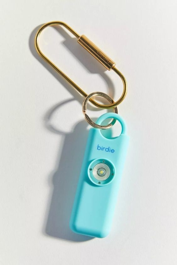 The blue Birdie alarm with keychain fastener