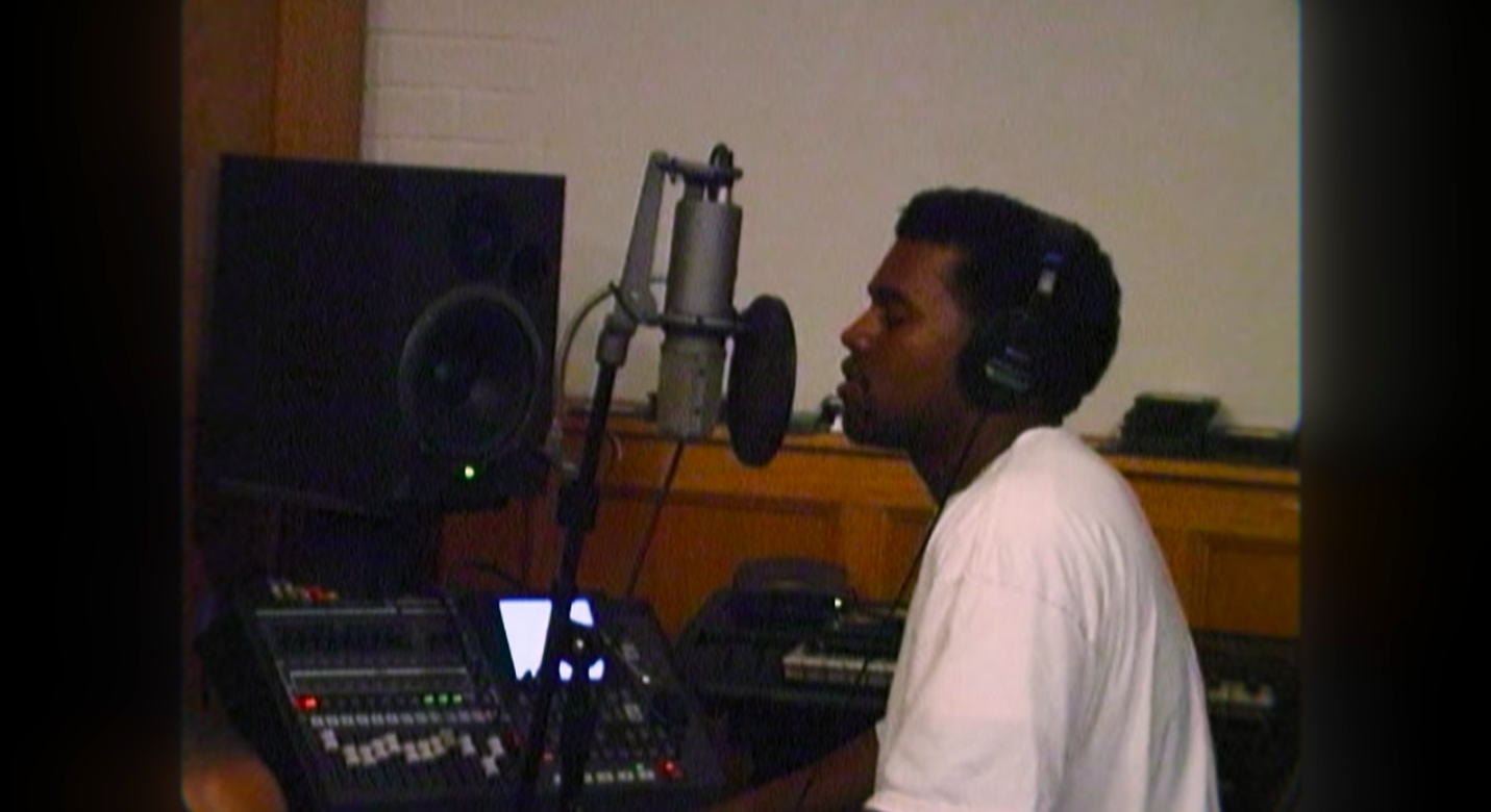 Kanye recording a song